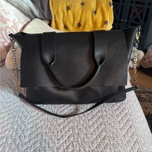 Mia and Luca Black Leather Tote Bag
